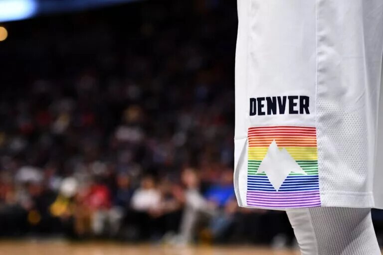 General detailed view of the decal on the shorts of Denver Nuggets center Nikola Jokic (for Michael Porter Jr. article)