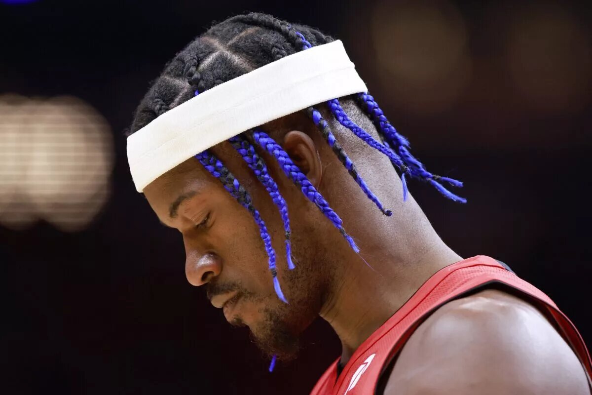 Miami Heat forward Jimmy Butler (22) looks on before the game