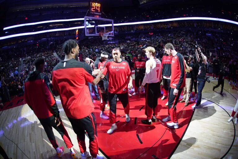 Toronto Raptors forward Scottie Barnes (4) during player introductions