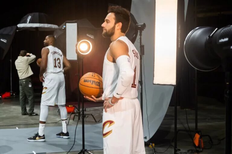Cleveland Cavaliers guard Max Strus (1) poses for a photo