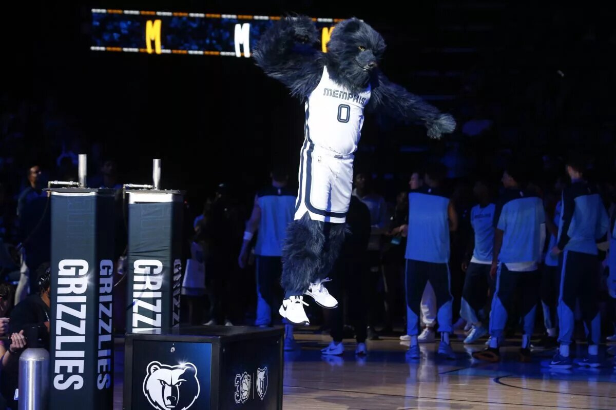 Memphis Grizzlies mascot Grizz performs prior to the game