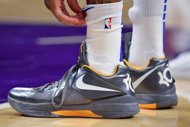 Oct 30, 2023; Los Angeles, California, USA; The shoes of Orlando Magic guard Markelle Fultz (20) pictured at Crypto.com Arena. Mandatory Credit: Gary A. Vasquez-USA TODAY Sports