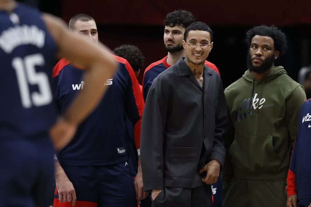Washington Wizards forward Kyle Kuzma and Saddiq Bey out with injury on sideline