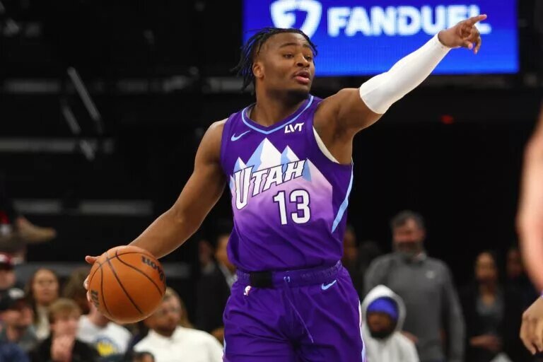 Utah Jazz guard Isaiah Collier (13) gives direction during the fourth quarter against the Memphis Grizzlies at FedExForum.
