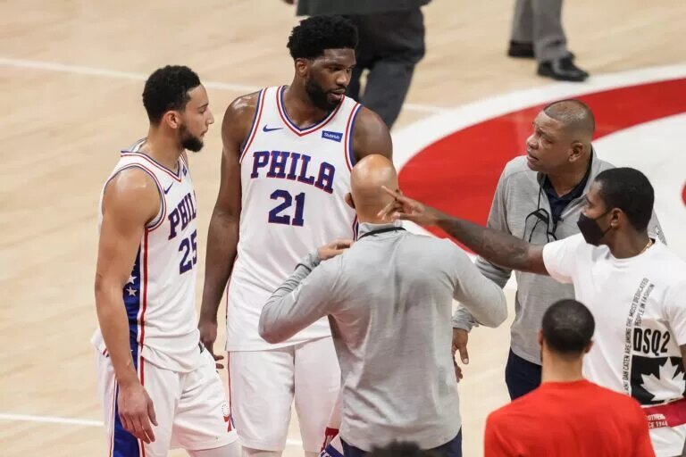 Ben Simmons, Joel Embiid, Doc Rivers (Philadelphia 76ers)