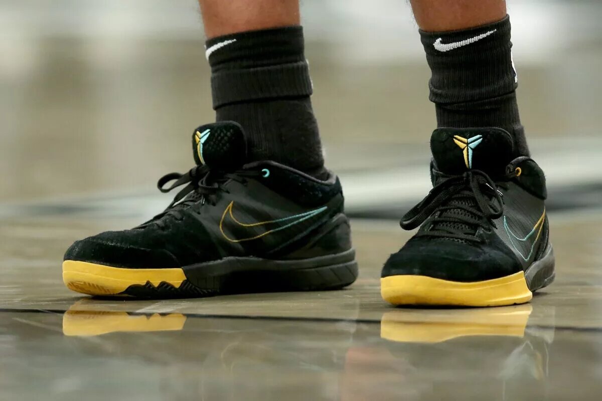 Apr 7, 2023; Brooklyn, New York, USA; Sneakers worn by Brooklyn Nets forward Cameron Johnson (2) during the fourth quarter at Barclays Center. Mandatory Credit: Brad Penner-USA TODAY Sports