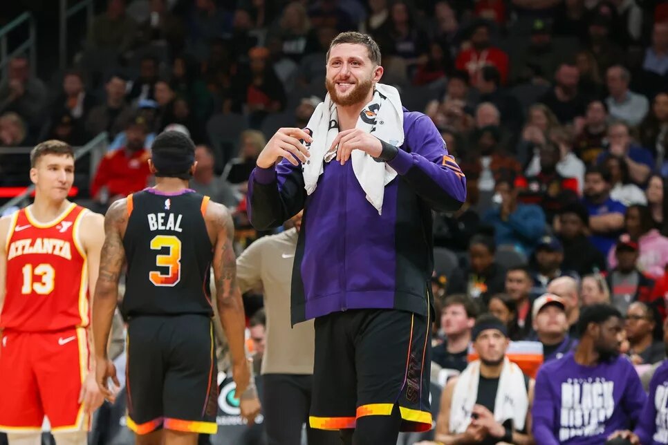 Phoenix Suns center Jusuf Nurkic looks on after game against Atlanta Hawks