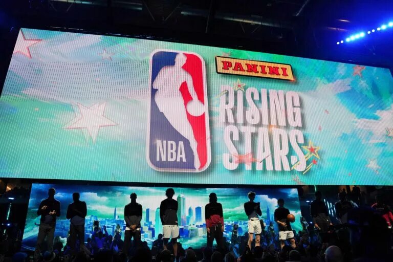 NBA All-Star Rising Stars Game displayed on screen