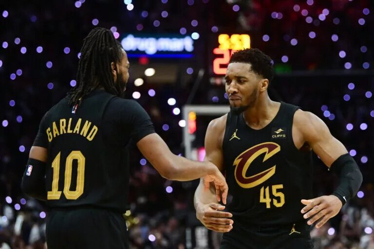 Cleveland Cavaliers guard Donovan Mitchell and guard Darius Garland