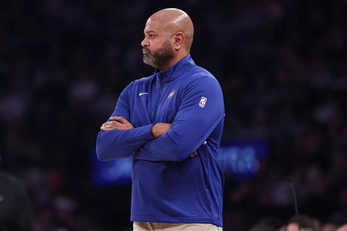Dec 7, 2024; New York, New York, USA; Detroit Pistons head coach JB Bickerstaff looks on during the first half against the New York Knicks at Madison Square Garden. Mandatory Credit: Vincent Carchietta-Imagn Images