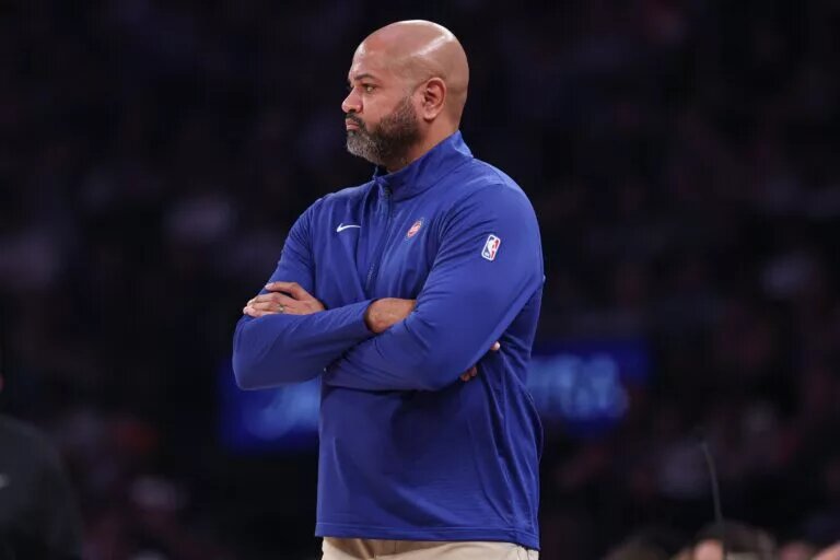 Dec 7, 2024; New York, New York, USA; Detroit Pistons head coach JB Bickerstaff looks on during the first half against the New York Knicks at Madison Square Garden. Mandatory Credit: Vincent Carchietta-Imagn Images