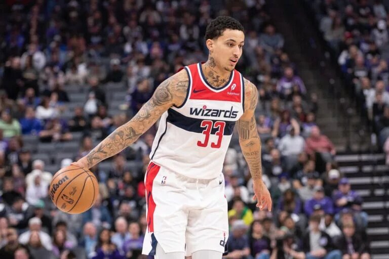 Washington Wizards forward Kyle Kuzma playing against Sacramento Kings