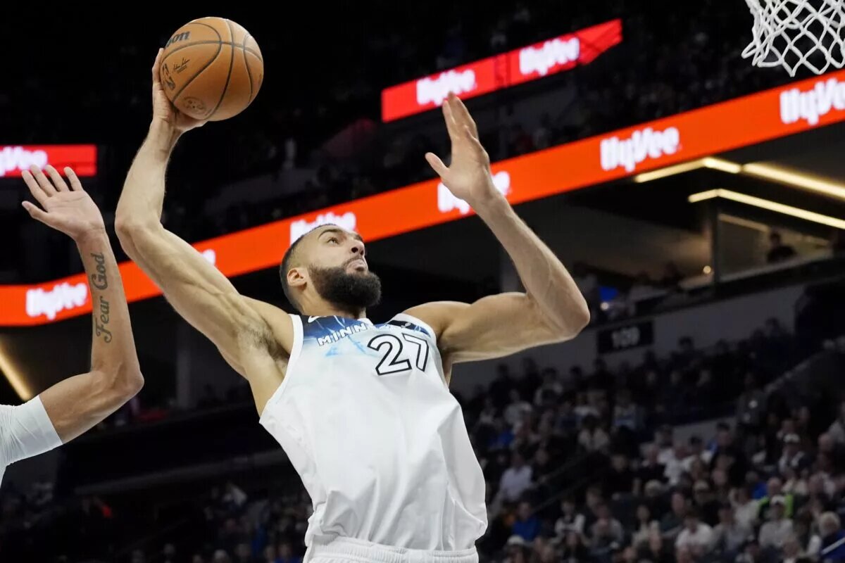Rudy Gobert was nearly hit by a piece of the jumbotron.
