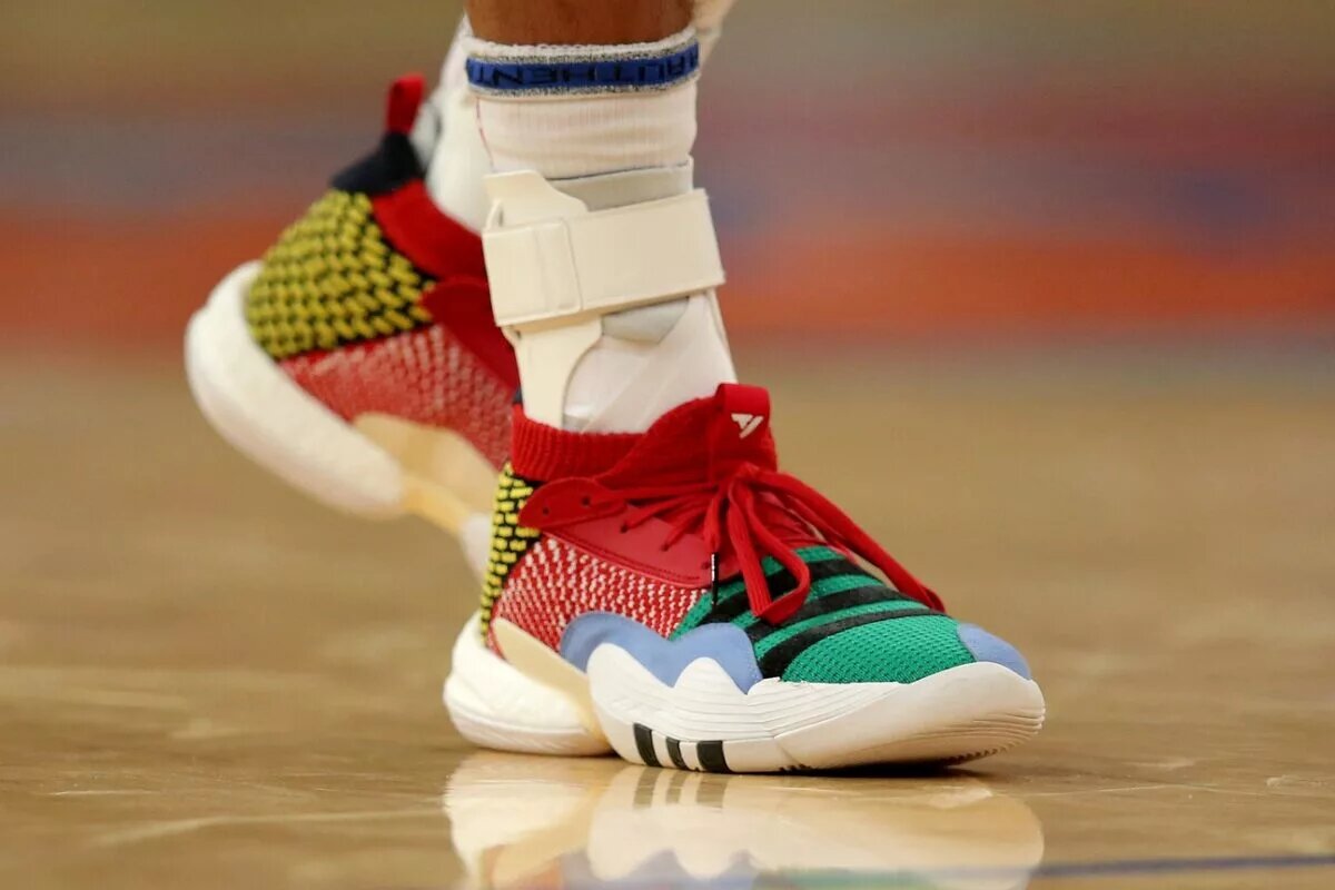 Nov 2, 2022; New York, New York, USA; Sneakers worn by Atlanta Hawks guard Trae Young (11) during the second quarter against the New York Knicks at Madison Square Garden. Mandatory Credit: Brad Penner-USA TODAY Sports