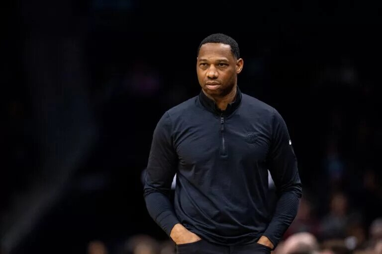Jan 25, 2025; Charlotte, North Carolina, USA; New Orleans Pelicans head coach Willie Green looks on during the first quarter against the Charlotte Hornets at Spectrum Center. Mandatory Credit: Scott Kinser-Imagn Images