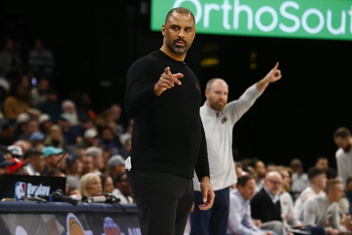 Jan 30, 2025; Memphis, Tennessee, USA; Houston Rockets head coach Ime Udoka looks on during the third quarter against the Memphis Grizzlies at FedExForum. Mandatory Credit: Petre Thomas-Imagn Images