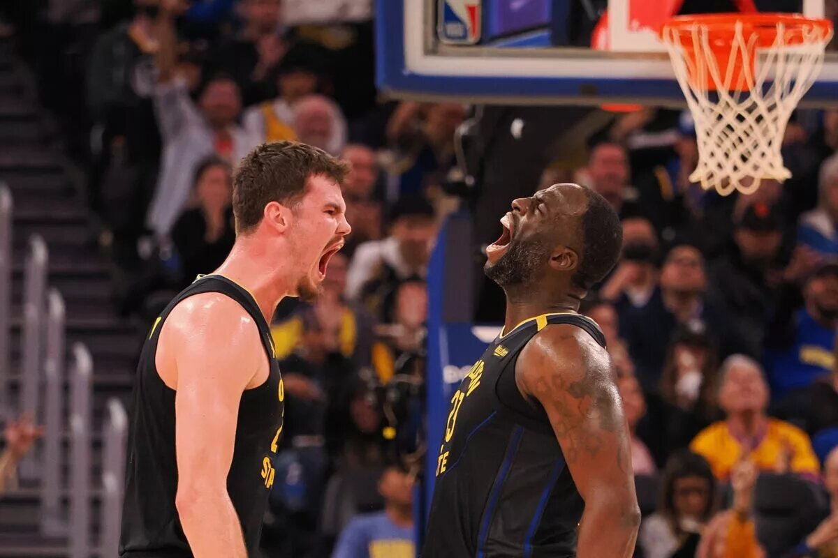 Golden State Warriors rookie Quinten Post and veteran Draymond Green fired up