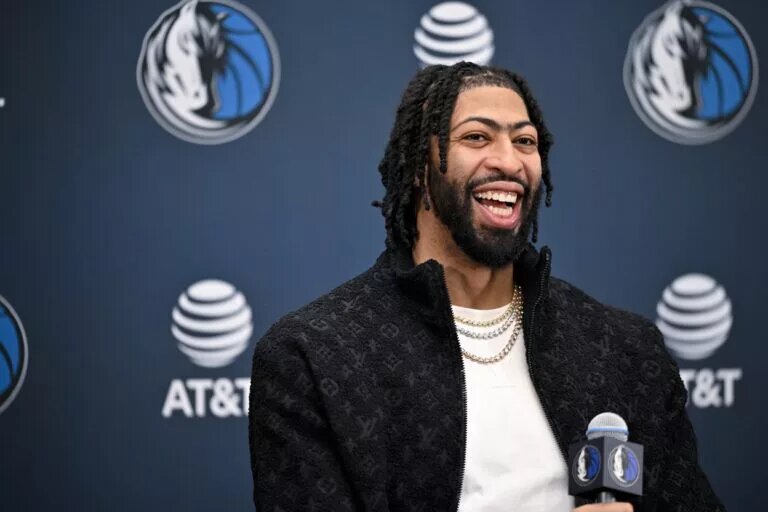 Feb 7, 2025; Dallas, TX, USA; Dallas Mavericks forward Anthony Davis speaks to the media during a press conference at the Dallas Mavericks practice facility. Mandatory Credit: Jerome Miron-Imagn Images