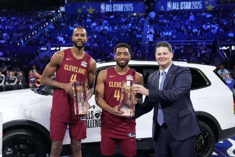 Evan Mobley and Donovan Mitchell won the Skills Challenge.