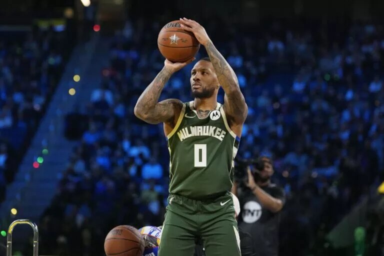 Damian Lillard came up short of a three-peat in the 3-point contest.