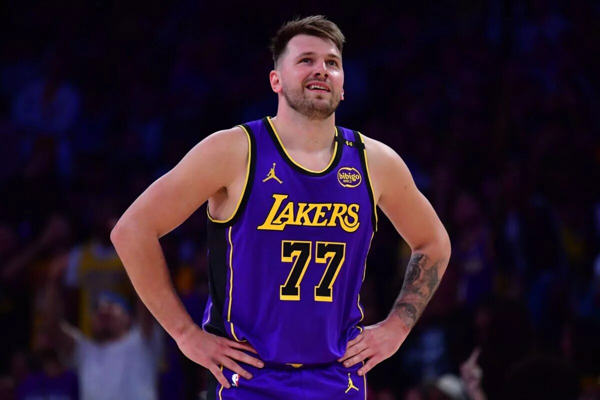 Los Angeles Lakers point guard Luka Doncic during game against Dallas Mavericks