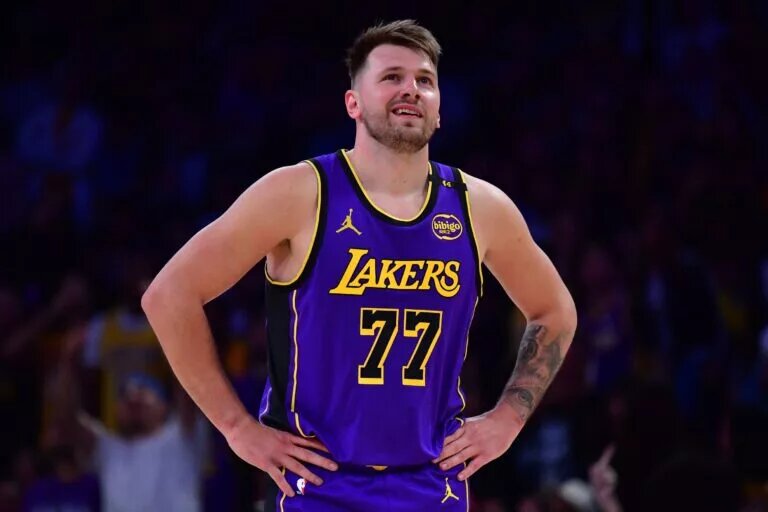 Los Angeles Lakers point guard Luka Doncic during game against Dallas Mavericks