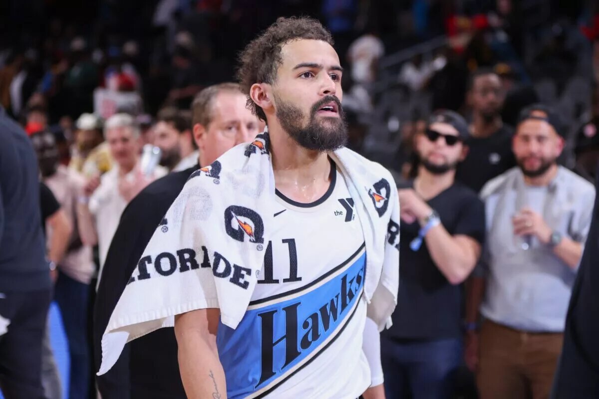 Atlanta Hawks guard Trae Young (11) after a victory