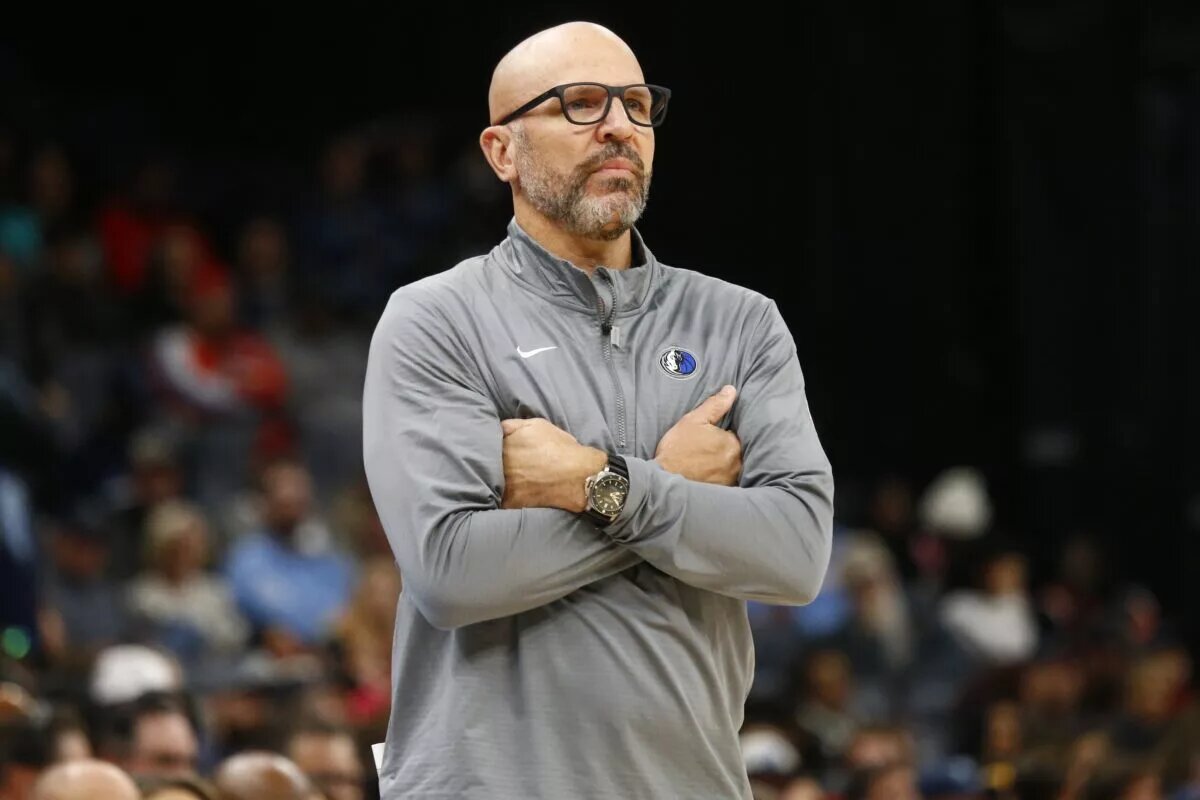 Jan 6, 2025; Memphis, Tennessee, USA; Dallas Mavericks head coach Jason Kidd looks on during the first half against the Memphis Grizzlies at FedExForum. Mandatory Credit: Petre Thomas-Imagn Images Jaden Hardy Injury