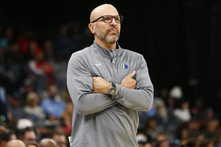 Jan 6, 2025; Memphis, Tennessee, USA; Dallas Mavericks head coach Jason Kidd looks on during the first half against the Memphis Grizzlies at FedExForum. Mandatory Credit: Petre Thomas-Imagn Images Jaden Hardy Injury