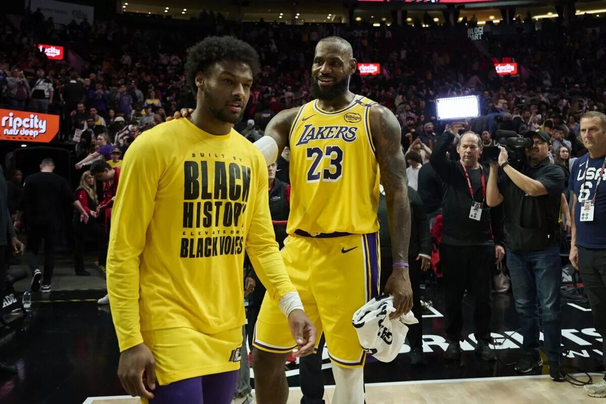Los Angeles Lakers star LeBron James and son Bronny James