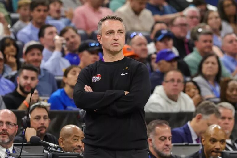 Mar 4, 2025; Orlando, Florida, USA; Toronto Raptors head coach Darko Rajakovic looks on during the second half against the Orlando Magic at Kia Center. Mandatory Credit: Mike Watters-Imagn Images Jakob Poeltl