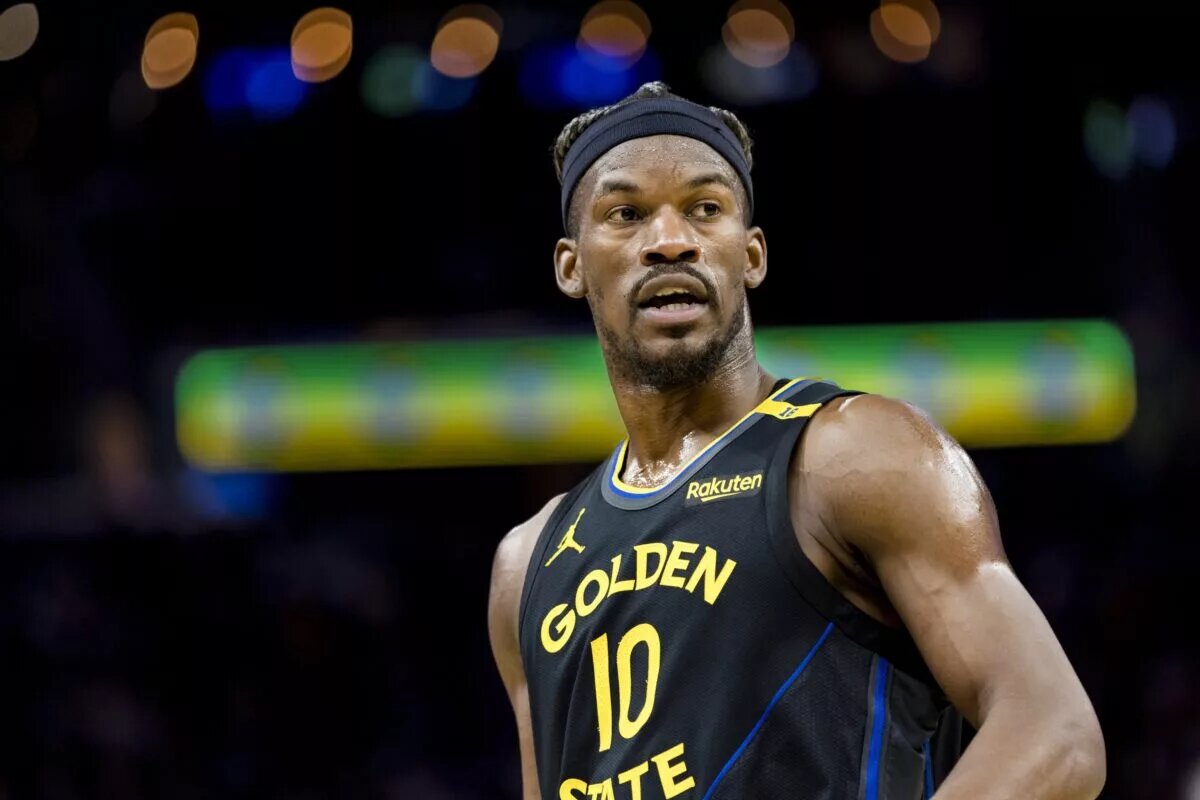 Mar 20, 2025; San Francisco, California, USA; Golden State Warriors forward Jimmy Butler III (10) during the fourth quarter against the Toronto Raptors at Chase Center. Mandatory Credit: John Hefti-Imagn Images Miami Heat