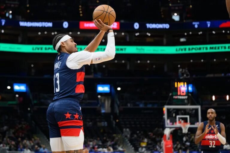 Jordan Poole is nearing the Wizards' single-season three-point record.