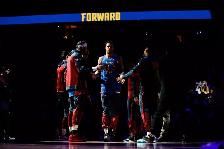 Mar 24, 2025; Denver, Colorado, USA; Denver Nuggets forward Michael Porter Jr. (1) before the game against the Chicago Bulls at Ball Arena. Mandatory Credit: Isaiah J. Downing-Imagn Images