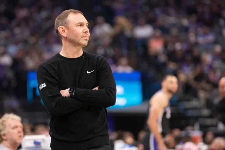 Apr 9, 2025; Sacramento, California, USA; Denver Nuggets interim head coach David Adelman looks on during the first quarter of the game against the Sacramento Kings at Golden 1 Center. Mandatory Credit: Ed Szczepanski-Imagn Images Jamal Murray Injury