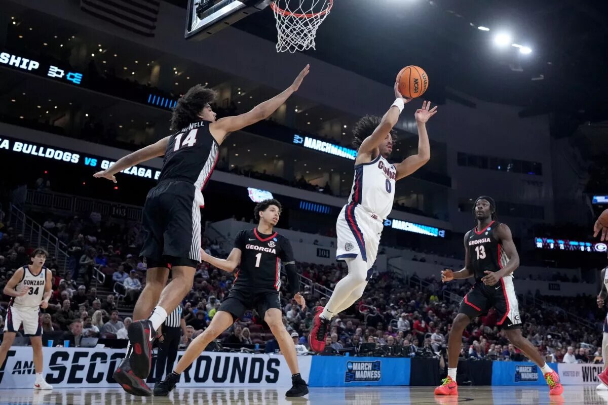 Gonzaga Bulldogs guard and 2025 NBA Draft prospect Ryan Nembhard (0)