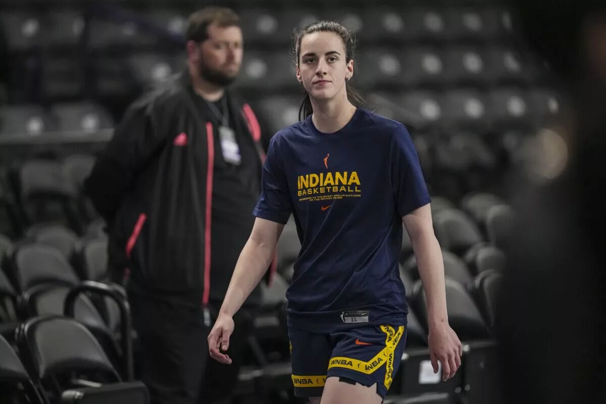 Indiana Fever guard Caitlin Clark (22) on the court prior to the game against the Atlanta Dream at Gateway Center Arena at College Park