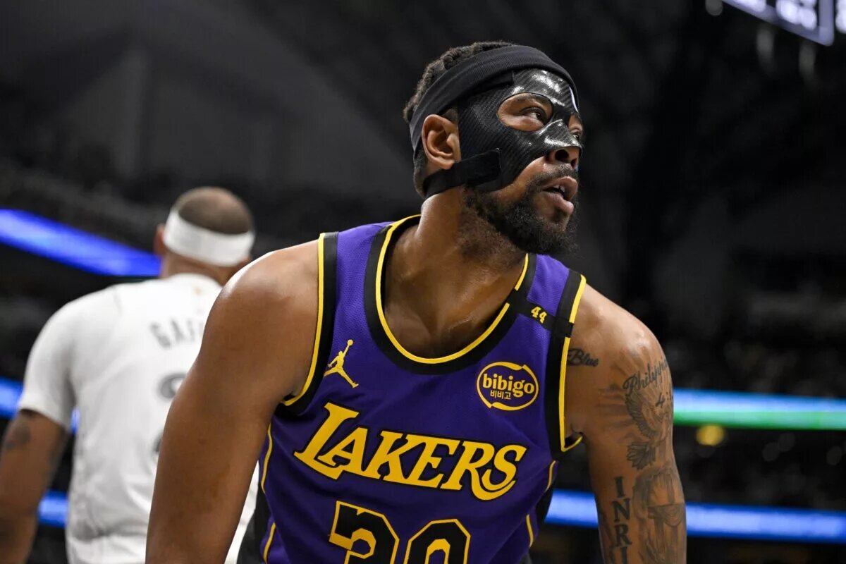 Apr 9, 2025; Dallas, Texas, USA; Los Angeles Lakers guard Jordan Goodwin (30) in action during the game between the Dallas Mavericks and the Los Angeles Lakers at American Airlines Center. Mandatory Credit: Jerome Miron-Imagn Images
