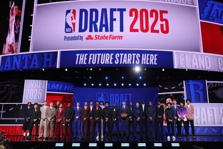 2025 NBA Draft class poses for a group photo before the first round at Barclays Center.