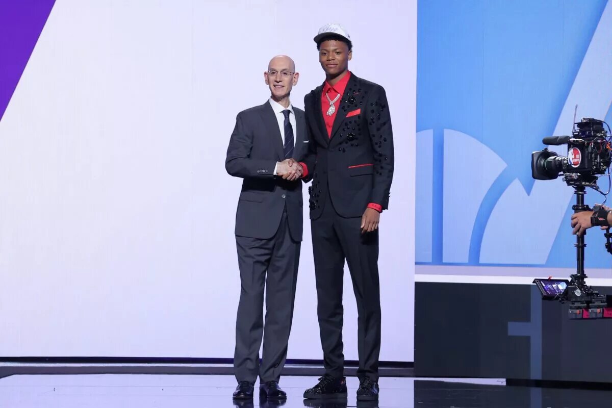 Utah Jazz rookie Ace Bailey on the 2025 NBA Draft stage