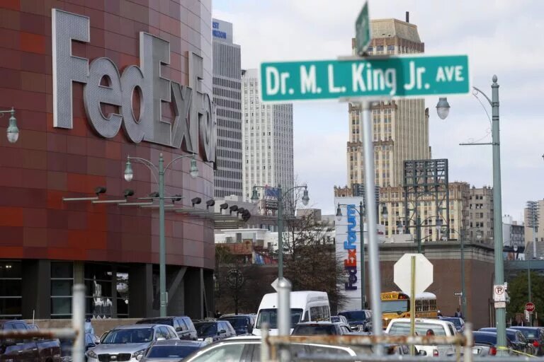 Fans make their way to FedExForum on Martin Luther King Jr. Day prior to the game between the Chicago Bulls and the Memphis Grizzles