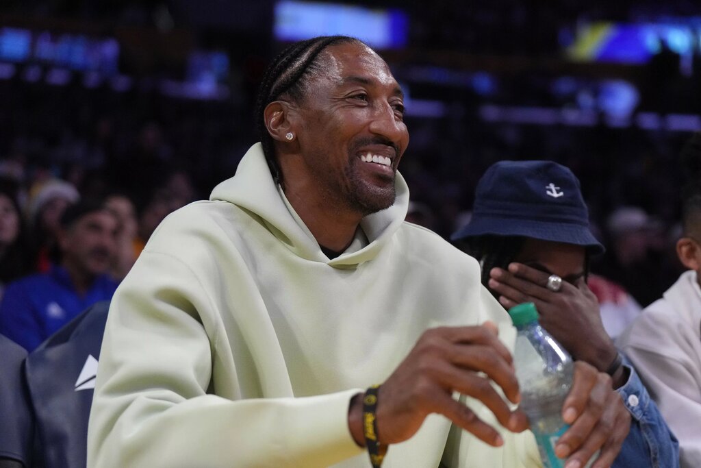 Scottie Pippen attends the game between the Memphis Grizzlies and the Los Angeles Lakers at Crypto.com Arena. 