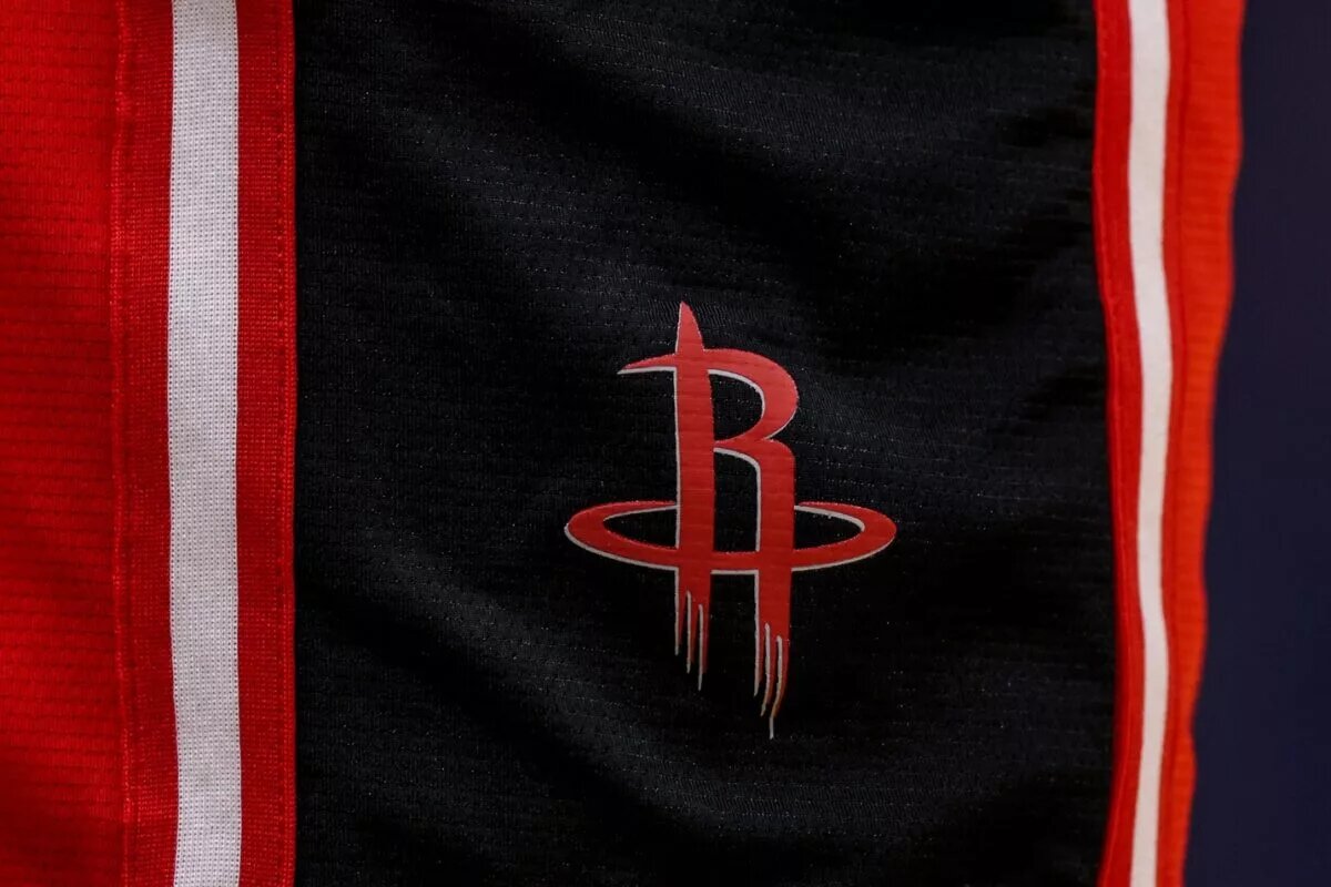 Houston Rockets logo on jersey shorts