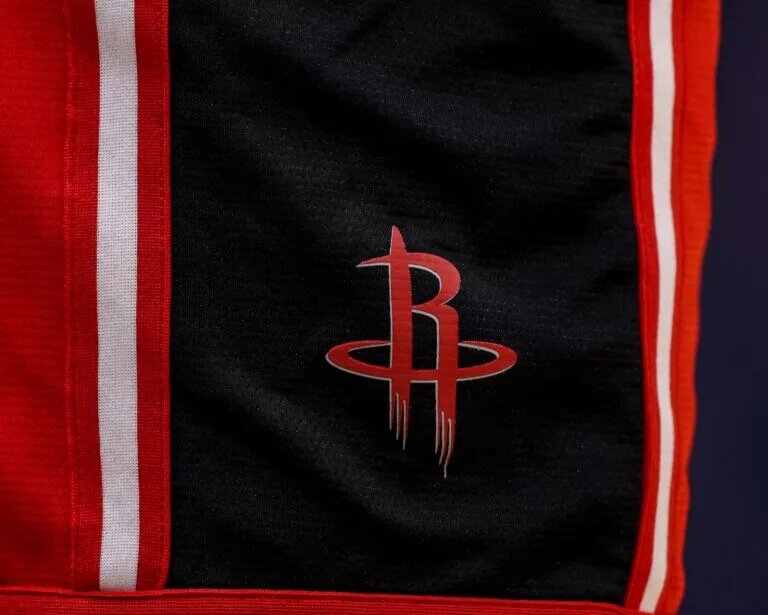 Houston Rockets logo on jersey shorts