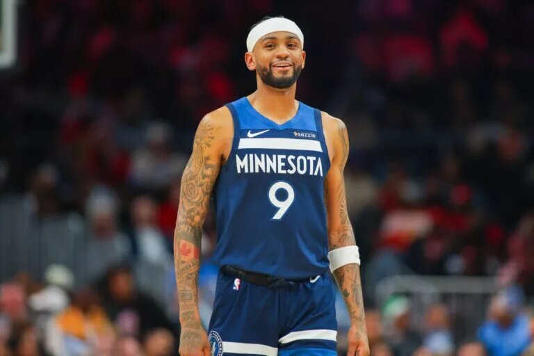 Dec 23, 2024; Atlanta, Georgia, USA; Minnesota Timberwolves guard Nickeil Alexander-Walker (9) in action against the Atlanta Hawks in the fourth quarter at State Farm Arena. Mandatory Credit: Brett Davis-Imagn Images