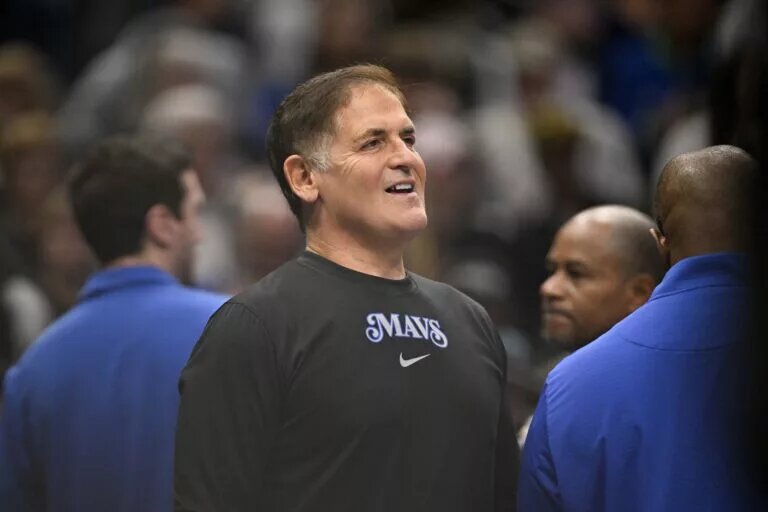 Jan 12, 2025; Dallas, Texas, USA; Mark Cuban looks on during the second quarter between the Dallas Mavericks and the Denver Nuggets at the American Airlines Center. Mandatory Credit: Jerome Miron-Imagn Images