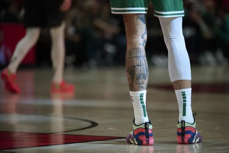 Boston Celtics forward Jayson Tatum's leg tattoo