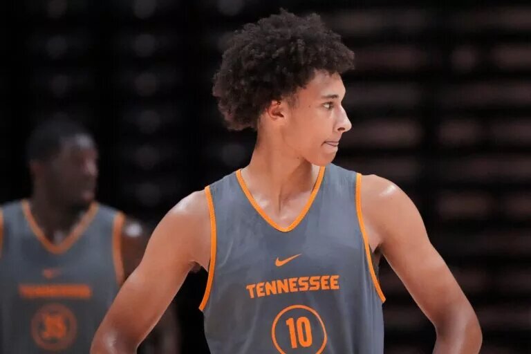 Tennessee's Nate Ament during basketball practice on July 14, 2025, in Knoxville, Tennessee.