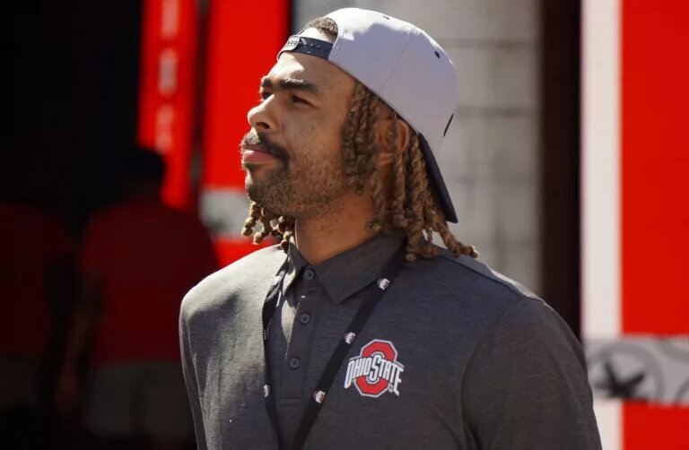 Former Ohio State men's basketball player D'Angelo Russell attends the OSU football game against Texas on Aug. 30, 2025. The Buckeyes won 14-7.