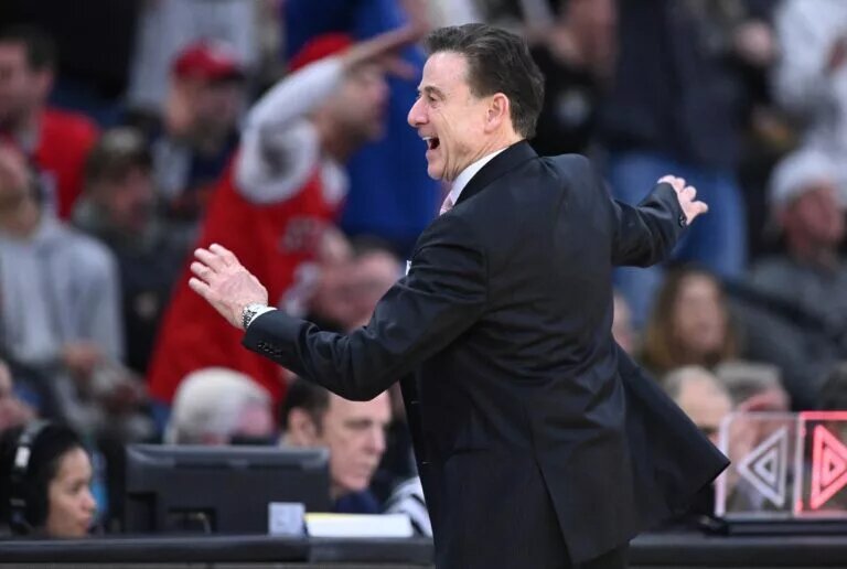 Mar 22, 2025; Providence, RI, USA; St. John's Red Storm head coach Rick Pitino reacts during the second half of a second round men’s NCAA Tournament game against the Arkansas Razorbacks at Amica Mutual Pavilion. Mandatory Credit: Brian Fluharty-Imagn Images